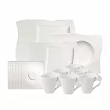 Villeroy & Boch – Newwave Basic Tafelservice 30 Teilig, Geschirr Set Für 6 Personen, Spülmaschinenfest, Geschirrset, Service, Teller, Tassen, Weiß, Keramik, Premium Porzellan