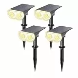 Linkind LED Solar Gartenlampen 800LM Licht-Sensorik Solarleuchten, 3000K Warmweiß Solarlicht, 22 LEDs IP65 Gartenstrahler Außenwandleuchte, 3 Modi Solarstrahler Außen StarRay, Garten Deko, 4 Stück