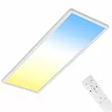 AmazeFun LED Deckenleuchte 24W 2600lm - Smart LED Deckenlampe Dimmbar mit Fernbedienung - 58x20cm Ultraflache Panel Deckenleuchte Design - Deckenlampe Flach für Wohnzimmer, Schlafzimmer, Büro, Küche