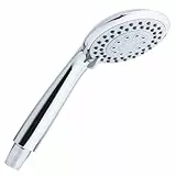 SOTBE | Wassersparender Duschkopf mit 5 Funktionen - Handbrause Dusche, Anti-Calc-System, hoher Druck auch bei geringem Wasserdruck, Ø100 mm, glänzendes Chrom, leicht & langlebig - LARK VENE