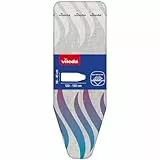 Vileda Total Reflect Plus Bügelbrettbezug für Dampfbügelstation, verkürzte Bügelzeit, für Bügelbretter von 120–130 x 38-45 cm, Farbe Grau