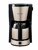 Bestron Filter-Kaffeemaschine für 8 Tassen Kaffee, Kaffeemaschine mit 1 Liter Thermokanne, inkl. Permanent-Filter & Abschaltautomatik, 900 W, Farbe: Hellbeige