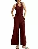 CHERFLY Jumpsuits für Damen, elegante, elegante Outfits, Sommer-Halfter-Overalls 2025, Nerlot Red, X-Large
