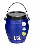 Garronda 1,5 Liter Behälter mit Deckel Futtertonne Weithalsfass BPA-frei Kleines Fass Wasser Box mit Deckel Ideal als transportbox Sichere Aufbewahrung und Lagerung GD-0086, Blau