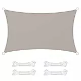 SONGMICS Sonnensegel 3 x 5 m, wasserfest mit Einer Wassersäule von 665 mm, Sonnenschutz aus reißfestem Polyester, UV-Schutz 93%, Terrasse, Garten, Balkon, rechteckig, 2 m Seile, Taupe GSH35TP