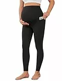 BAYDI Creamlush Damen Umstandsleggings mit Tasche High Waist Schwangerschaftsleggings Weich Elastisch Umstandsmode Zuhause Yoga