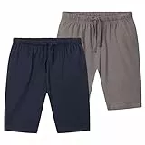 CityComfort Schlafanzughose Kurz Jungen Sommer Kurze Hose Kinder Teenager 2er Pack Shorts mit Kordelzug für Sport Freizeit (Marineblau/Melange, 13-14 Jahre)