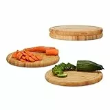 Relaxdays Frühstücksbrettchen 4er Set, Bambus, rund, 25 cm, Küchenbrett, pflegeleicht, natürlich, messerschonend, natur