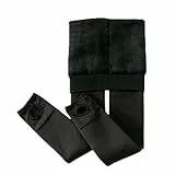 Fudaolee Thermo Strumpfhose Mädchen Gefütterte Leggings mit Fleece Kinder Dehnbar Weiche Blickdicht Strumpfhosen Warme Winterhose C-Schwarz, S