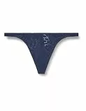 Calvin Klein Damen String Dipped mit Spitze, Blau (Dark Denim), XS