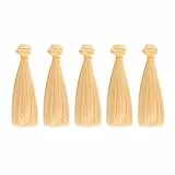 EXCEART 5 Stücke DIY Puppenperücke glattes Haar Perücke Handarbeit Doll Haarverlängerung Puppenzubehör Mädchen Handwerk DIY Basteln Mini Puppen Perücke 15 cm Weizen