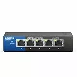 Linksys LGS105-EU 5-Port Unmanaged Gigabit-Netzwerk-Switch – Ethernet-Switch/Hub mit Metallgehäuse, Splitter – Platzierung an der Wand oder auf dem Schreibtisch im Büro oder zu Hause, Plug-and-Play