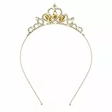 WLLHYF Silber Prinzessin Krone Kristall Schärpe Tiara Strass Stirnband Haarschmuck für Geburtstag Weihnachten Dekoration Frauen Mädchen Braut Hochzeit Haarbänder Schmuck (Gold)
