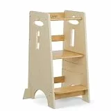 COSYLAND Lernturm ab 1 Jahr - Höhenverstellbarer Learning Tower für Kinder (3-stufig) - Montessori Lernturm mit Kippschutz & Massivholz (Naturholzfarbe)