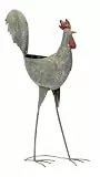 Posiwio dekorative Gartendeko als Hahn und Huhn zum bepflanzen Metall grau Shabby Optik (Hahn)