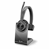 Poly Voyager 4310, schnurloses UC-Headset und Ladestation – Ein-Ohr-Bluetooth-Headset mit Noise Cancelling-Mikrofonarm – Verbindung mit PC/Mac/Mobiltelefon – Kompatibel mit Teams (zertifiziert), Zoom