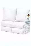 Home Oase® Bettdecken Set 4-teilig - 2x Ganzjahres Decke 135x200 + 2x Kissen 80x80 cm - ÖKO-TEX® zertifiziert - pflegeleicht waschbar bis 95° - Bettenset weich & atmungsaktiv - Made in EU