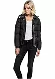 Urban Classics Damen Winterjacke Ladies Hooded Puffer Jacket, gefütterte Jacke für Herbst und Winter mit Kapuze, Daunenjacke - Farbe black, Größe S