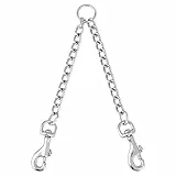TIESOME Metal Double Dog Leash, Double Leash for Dogs Walking Training 360° Rotation Two Dog Splitter, Comfortable Chew Proof Dual Dog Leash Extension Splitter (2.5mm x 40cm)