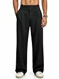 JMIERR Chino Hose Herren Baggy Anzughose Regular Fit Casual Sommer Weite Hose Herren Stretch Schwarze Stoffhose Baggy Jogginghosen für Männer，Schwarz M
