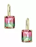 Michooyel Damen Turmalin Ohrringe, Angelhaken Hängend Farbverlauf, Baguette Schliff Hypoallergen, 18 Karat Plattiert