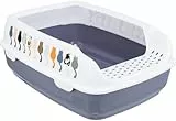TRIXIE Katzentoilette Delio mit Rand - Grau/Weiß mit Motivdruck