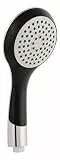 aquaSu® Handbrause Ocala mit 1 Strahlart | rund | schwarz | mit großer Sprayplatte | 66 Düsen | Anti-Kalk Noppen | Standard-Gewinde: 1/2 | Kunststoff | 72109 7