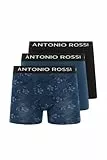 ANTONIO ROSSI Herren (3er-pack) Boxershorts Boxers, Schwarz//Blau/Blauer Druck, XL EU