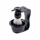 Aiweijia Rasierpinsel-Set,3 in 1 Rasierset für Männer Haar-Bartpinsel mit Ständer Rasiererhalter und Rasierschale für Vatertagsgeschenke