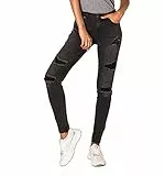 Nina Carter P100 Damen Skinny Fit Jeanshosen HIGH Waist Destroyed-Effekten Jeans Used-Look Waschungseffekt (Schwarz (P101), S)