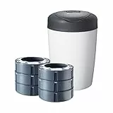 Tommee Tippee Simplee Windeleimer, mit 6 Nachfüllkassette, Schützt gegen Gerüche und Keime*, Zu 100 % Recyceltes Gehäuse