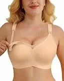 As Fairy Still-BH ohne Bügel Nahtloser Schwangerschafts-BH Oeko-TEX Zertifiziert für Große Brüste V-Ausschnitt Spitze Nylon Spandex Einhändig Stillen Schlafen Sport