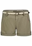 Eight 2 Nine Damen Chino Shorts Hose mit Flecht-Gürtel Middle-green1 M