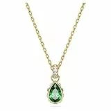 Swarovski Chroma Halskette, Grüne und Vergoldete Damenhalskette mit Strahlendem Anhänger