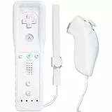 TechKen Wii Controller mit Nunchuck und Fernbedienung - Ersatz für Wii (Weiß)