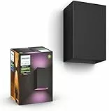 Philips Hue White & Color Ambiance Resonate Outdoor Wandleuchte (1.180 lm), dimmbare Außenleuchte für das Hue Lichtsystem mit 16 Mio. Farben, smarte Lichtsteuerung über Sprache oder App, schwarz