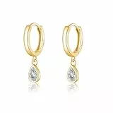 SLUYNZ Sterling Silber CZ Creolen Ohrringe für Damen Creolen Tropfen Ohrringe Zirkonia (18 K Gold Plated)