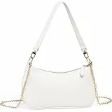 WantGor Clutch Tote Handtaschen, Umhängetasche für Frauen Crossbody Taschen Mini Hobo Bag Retro Vegan Leder Trendy Handtasche (Weiß)