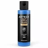 ARTEZA Craft Acrylfarbe, A505 Cerulean Blau, 118 ml Flasche, wasserbasierte, mischbare, matte Acrylfarbe für Kunst- und DIY-Projekte auf Glas, Holz, Keramik, Stoffen, Papier und Leinwand
