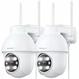 GALAYOU 2K Überwachungskamera Aussen, 360° PTZ WLAN IP Kamera Überwachung Aussen, WiFi Outdoor Camera mit Farbnachtsicht, 2-Wege-Audio, IP65 wetterfest für Garten/Haus/Wohnung, Y4W-2P