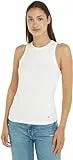 Tommy Hilfiger Damen Top Slim Rib Tank Top mit Stretch, Weiß (Ecru), S