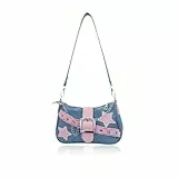 AfitLulu Klein Umhängetasche Damen Denim Schultertasche mit Handkette und Abnehmbarem Schultergurt, Kleine Y2k Fashion Unterarmtasche Hobo Bag mit Reißverschluss (Blau)