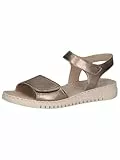 CAPRICE Damen Sandalen flach aus Leder Bequem, Beige (Taupe Metallic), 39 EU