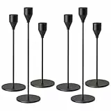 Druuzyl 6er-Set Schwarz Kerzenständer für Stabkerzen 33/29/23cm - Metall Kegel Kerzenhalter Vintage Hochzeitsdekoration - Ideal für Romantische Candle Light Dinners & Jubiläen (Schwarz)