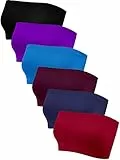 Geyoga 6 Stück Trägerlose Bandeau BHS für Damen (Schwarz, Lila, Seeblau, Lilarot, Marineblau, Burgund, XXL)