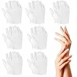 7 Paar Weiß Baumwollhandschuhe,Feuchtigkeitsspendende Handschuhe,Flexibel Care Baumwollhandschuhe für Ekzeme und trockene Hände,Feuchtigkeitspflege SPA Schmuck Untersuchen