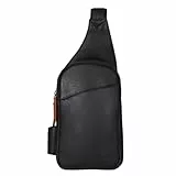 DAVIDOFF ESSENTIALS Sling Bag Schwarz – moderne Herren Umhängetasche aus feinem Leder – hochwertiger Schulterrucksack mit Reißverschluss