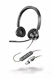 Schnurgebundenes USB-C-Headset Poly Blackwire 3320 – Flexibler Mikrofonarm – Hi-Fi-Stereo – Verbindung mit PC/Mac über USB-C oder USB-A – Zertifiziert für Microsoft Teams
