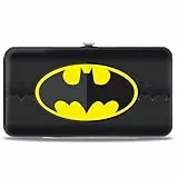 Buckle-Down Unisex Erwachsene Scharnier – Batman Icon zentriert/Fledermaus-Signalstreifen schwarz/gelb/grau, Geldbörse, Mehrfarbig, 7 x 4 US