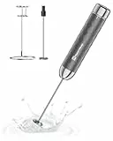 Maestri House Milchaufschäumer, Elektrischer Schneebesen Mit Stufenloser Geschwindigkeitsregelung, Wiederaufladbarer Mixer Mit Schneebesen Und Ständer Aus Edelstahl, Getränkemixer(Grau), LunaFro 2.0